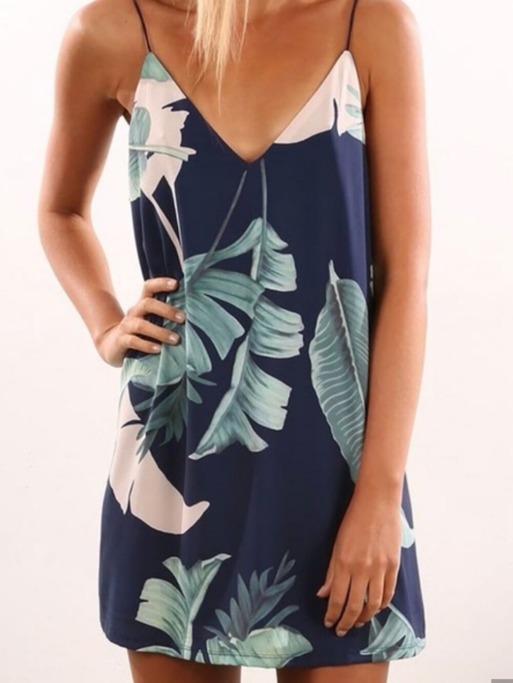 TROPICAL PALM LEAVES MINI DRESS